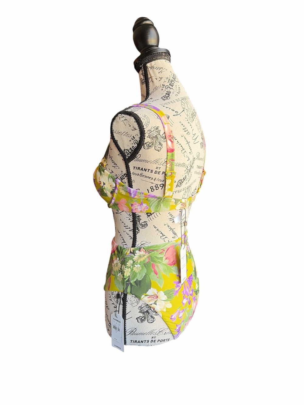 Express Body Contour Floral Bikini Set S High Waist Underwire Cottagecore NWT - Picture 5 of 10